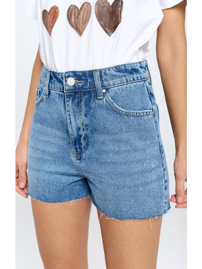 BLUE AGE - Vente Short – femme - SHORT EN JEAN TAILLE HAUTE À OURLET GRIS4