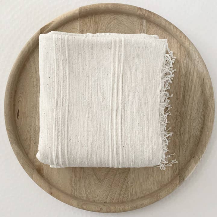 Studio Nordhaven - Wholesale Bath Towel - Tihku Towel, White/White Stripe - Handwoven by Sera Helsinki