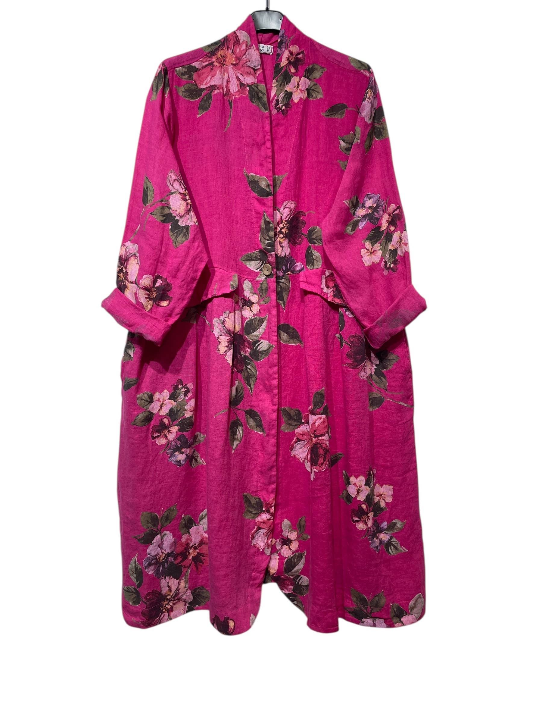 LINEN & COTTON HOUSE - Wholesale Jacket - Women's - JACKET 1142 FLOWERS LINEN MATERIAL WITH POCKETS0