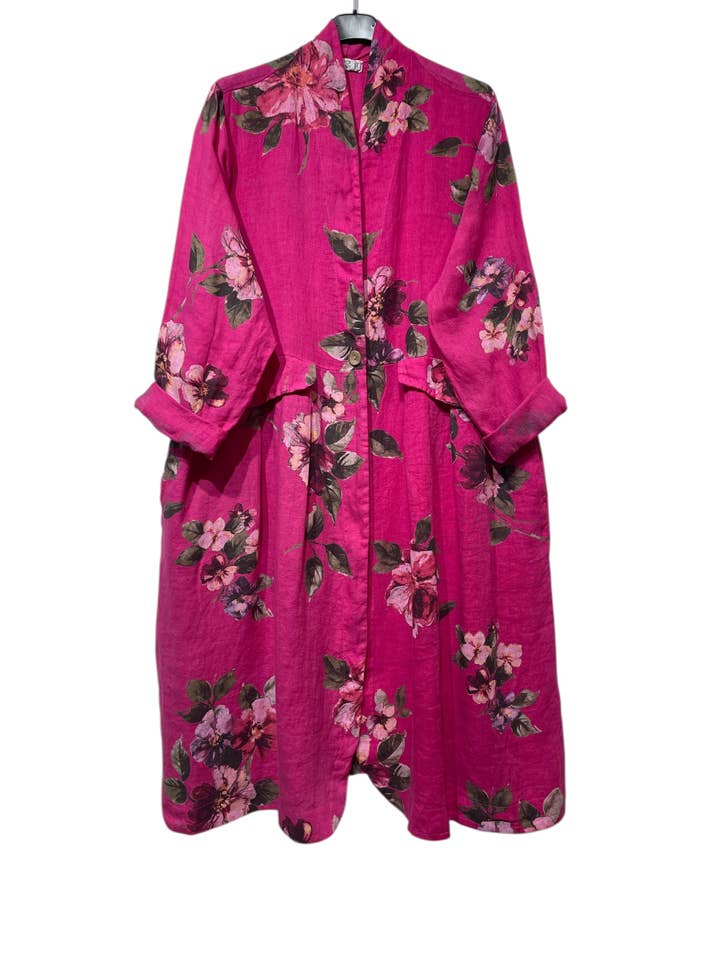 LINEN & COTTON HOUSE – Großhandel Jacke – Damen – Jacke 1142 aus Leinen mit Blumenmuster und Taschen