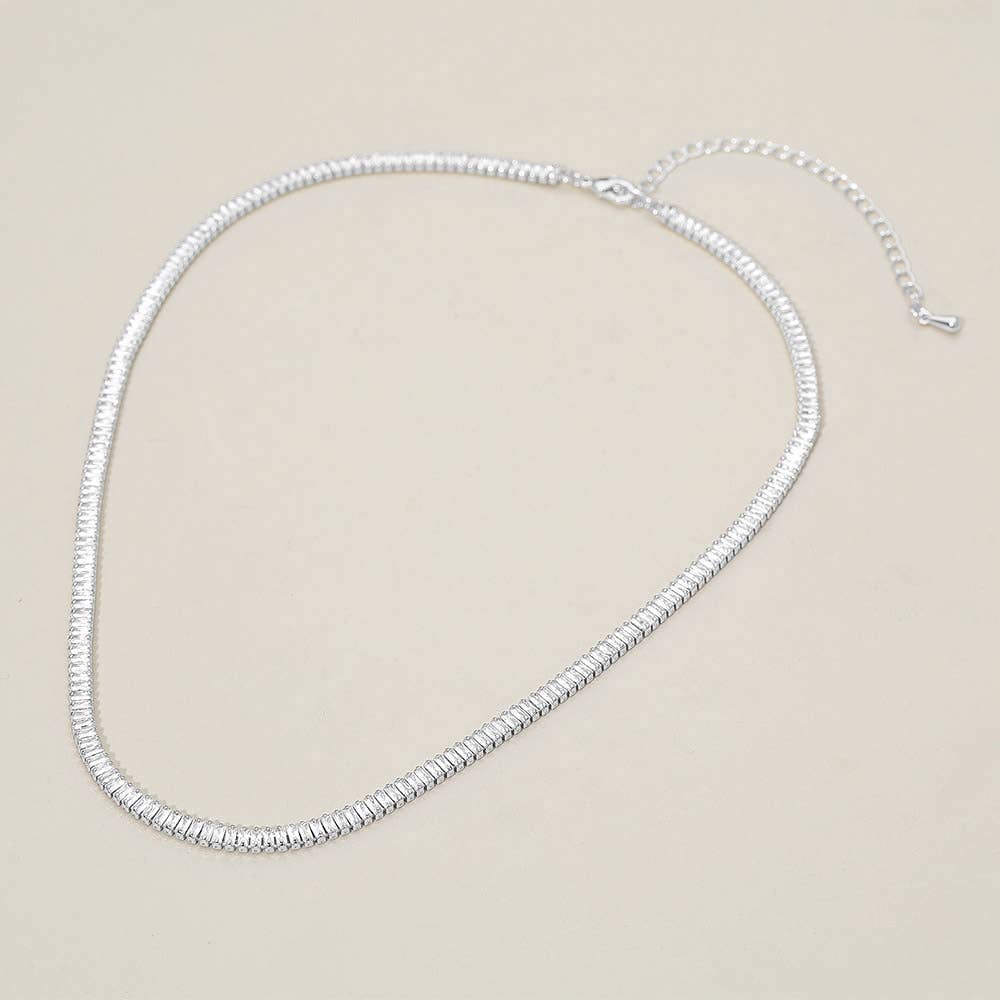 Sensibling Corp. - Wholesale Link & Chain Necklace - 18K Gold Dipped Baguette Tennis Chain Necklace5