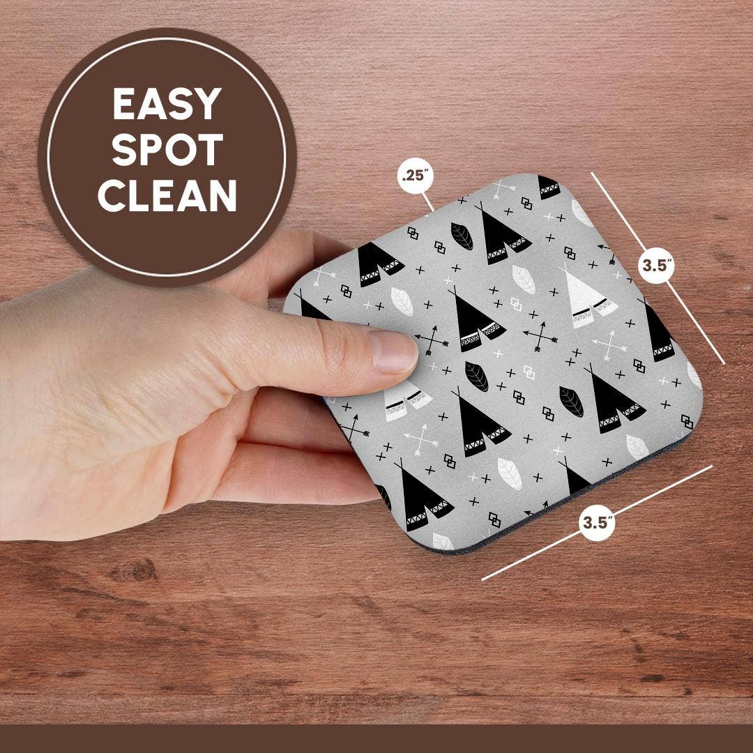 3dRose - Wholesale Coasters - 3dRose, Tribal Teepee Black Gray White, Coaster13