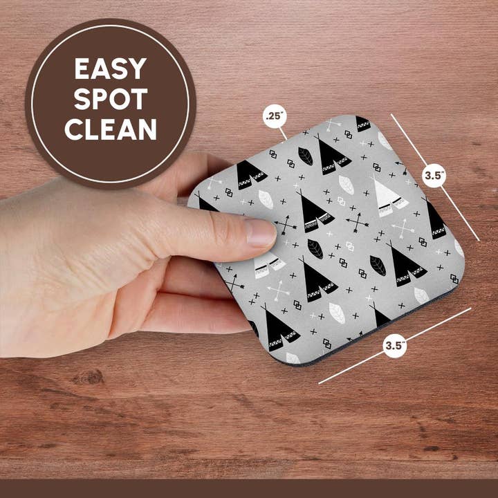 3dRose - Wholesale Coasters - 3dRose, Tribal Teepee Black Gray White, Coaster13