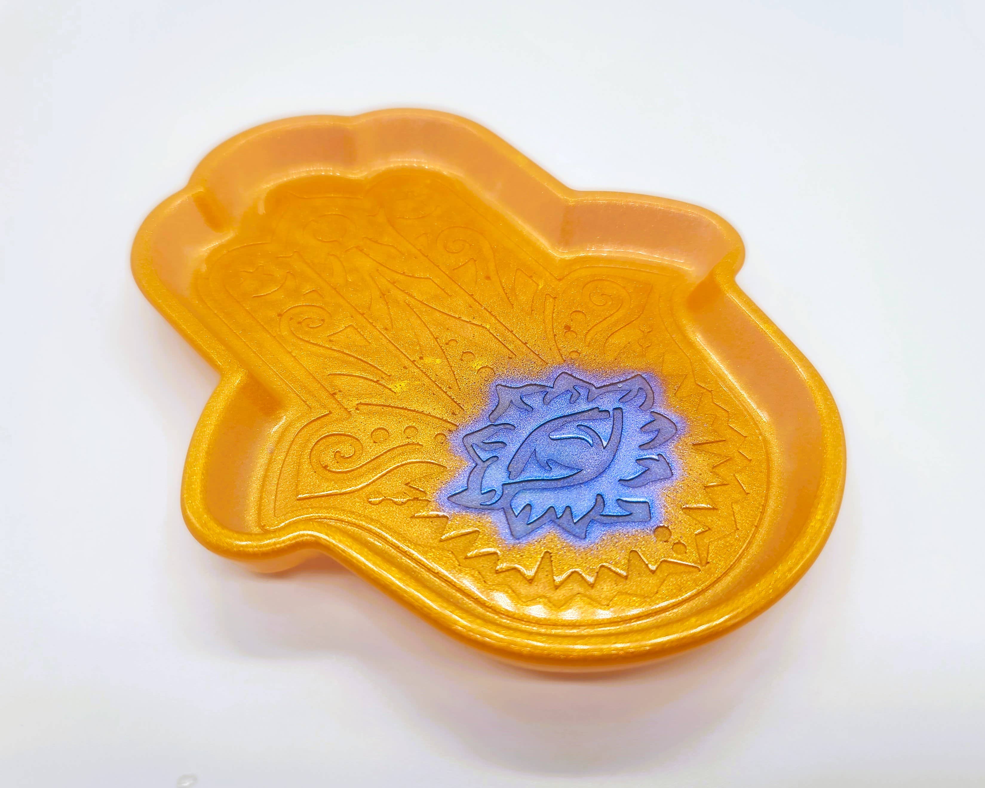 Slightly Askew Art - Wholesale Jewelry Dish - Hamsa Hand Trinket Dish - Made with Resin & Color-Shift Mica14