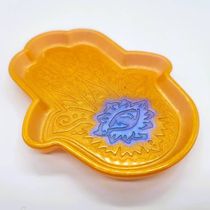 Slightly Askew Art - Wholesale Jewelry Dish - Hamsa Hand Trinket Dish - Made with Resin & Color-Shift Mica14