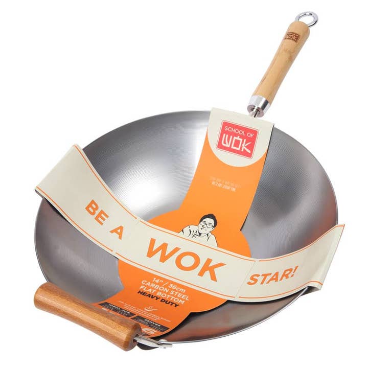 Wok Star 14ins/35cm Carbon Steel Heavy Duty Wok for wholesale by Dexam UK