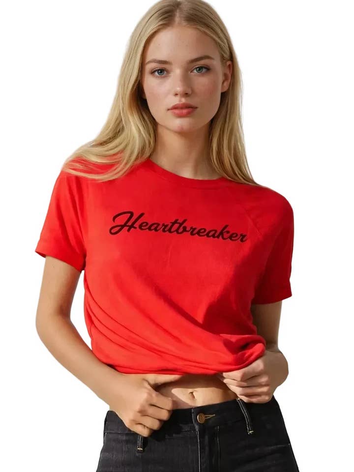 Red Heartbreaker 70s Style T-Shirt Alternative Rocker Vday for wholesale by Pretty Attitude Clothing