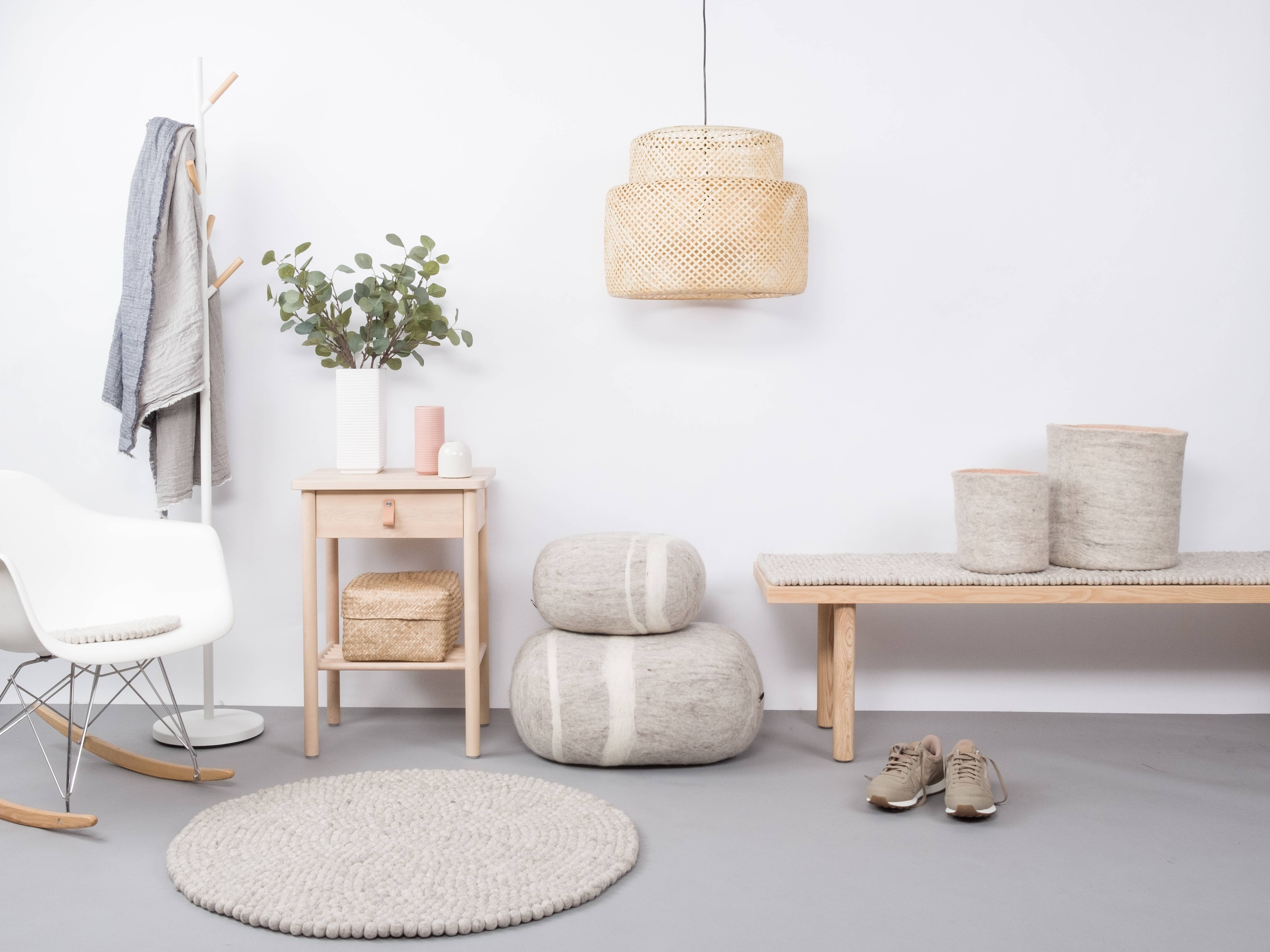 myfelt - Wholesale Pouf - Béla – Felt Pebble beige 100% wool6