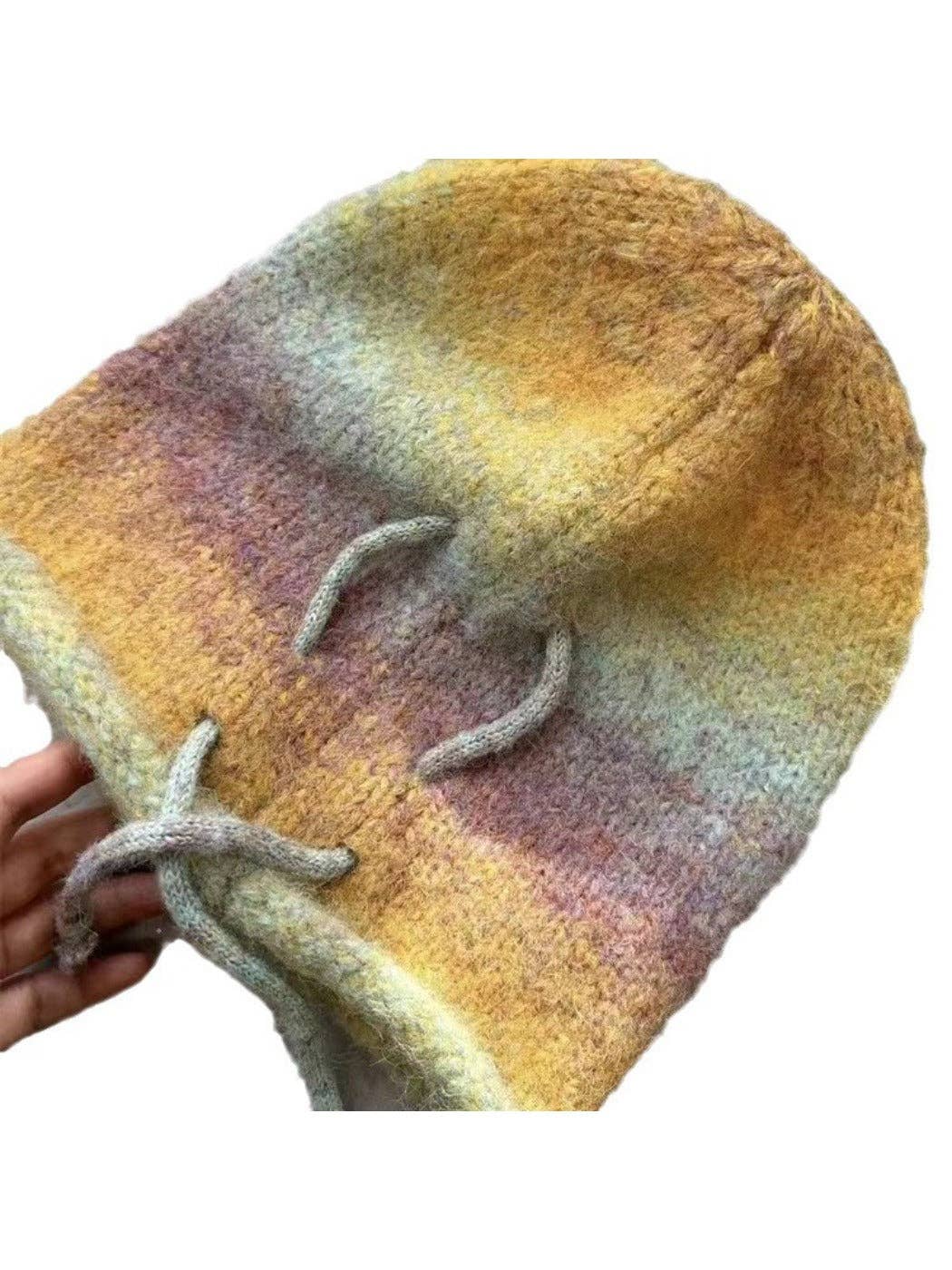 Funkyrel® Atzbranding Limited – wholesale Mössa - Dam – Haila - Justerbar Slouch Stickad Mössa med Gradientfärg0