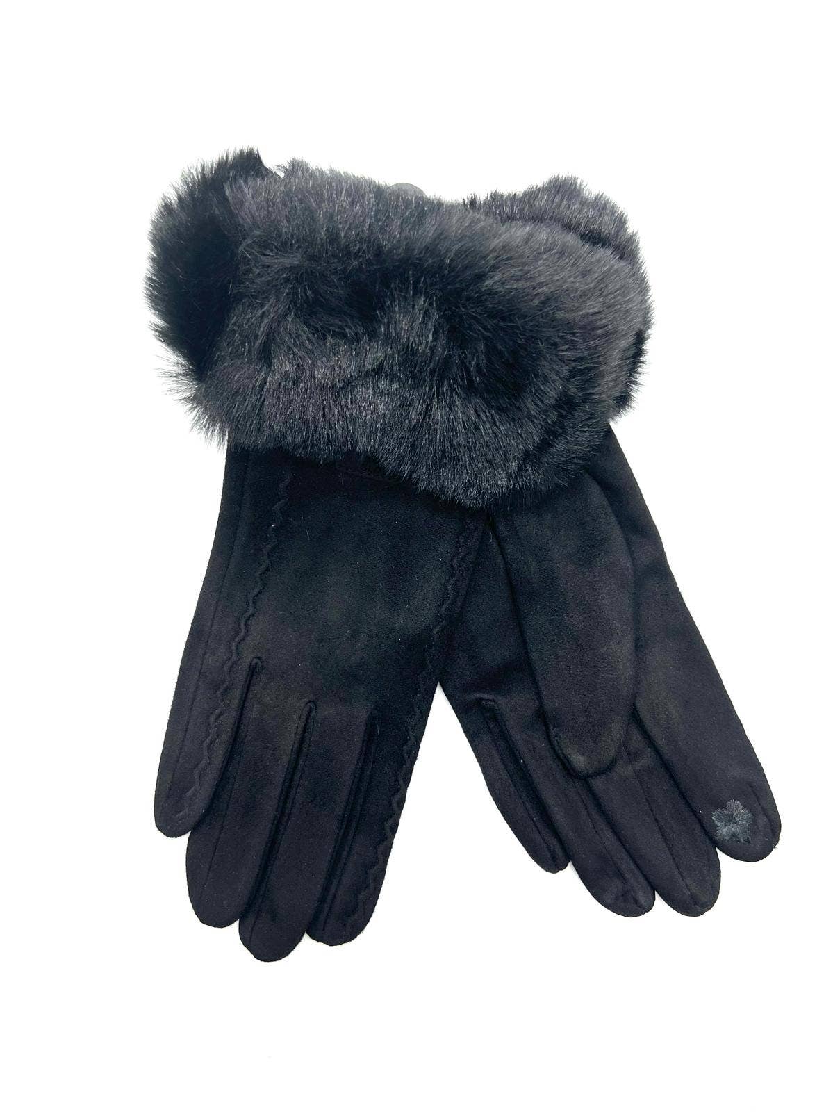 LINETA - Wholesale Gloves - Women's - ST-3009 Single glove with faux fur trim8