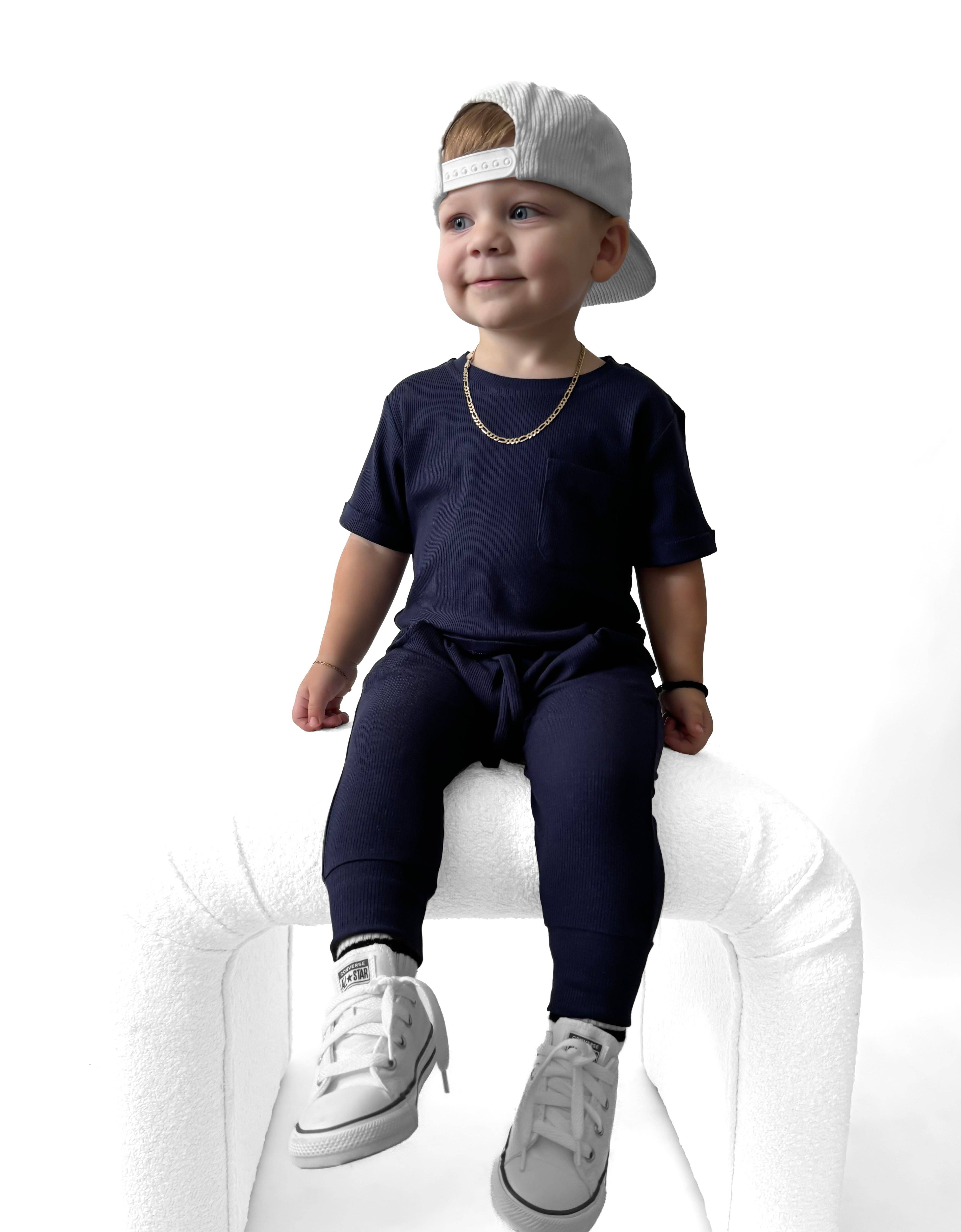 Remi + Rae Co. – wholesale Lounge sweatpants/jogging bottoms – Kids – BAMBOO RIBBED JOGGERS - NAVY3