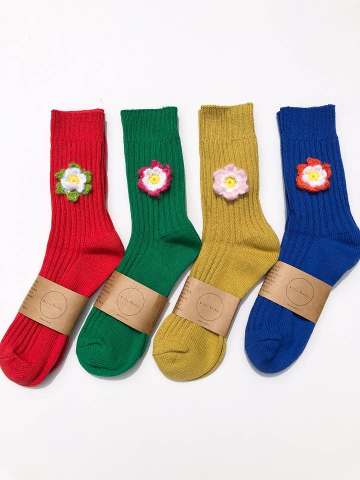 Billy Bamboo - Wholesale Socks - Women's - CROCHET DAFFODILS COTTON SOCKS1