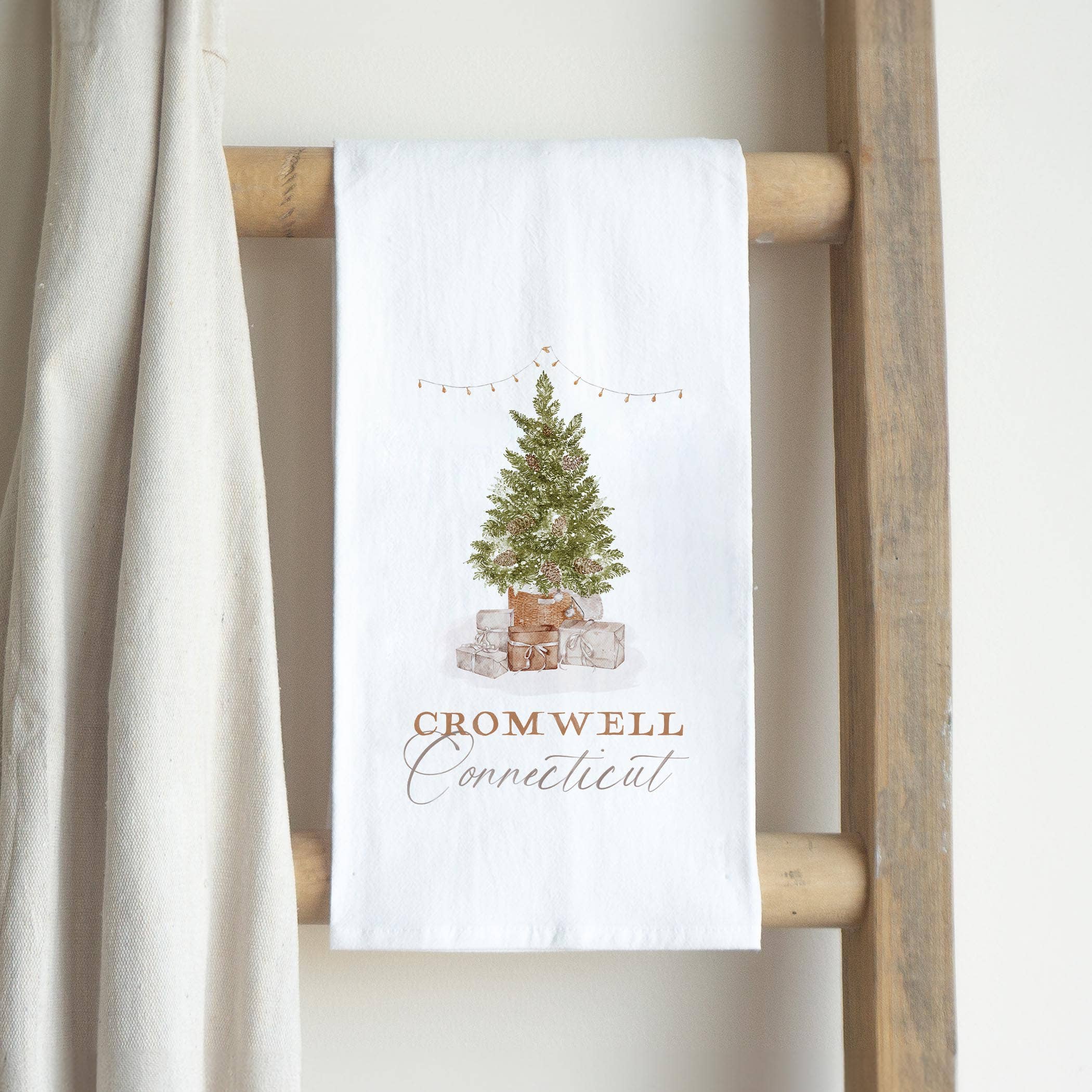 White Cotton Tea Towel White-Cottage Tree Cromwell Connecticut for wholesale on Faire2