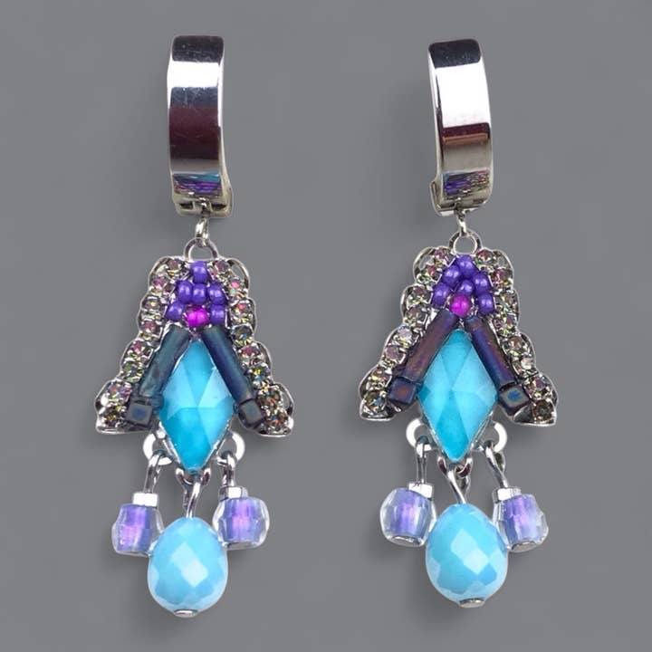 Light blue tulip crystal earrings for wholesale by melizijewelry