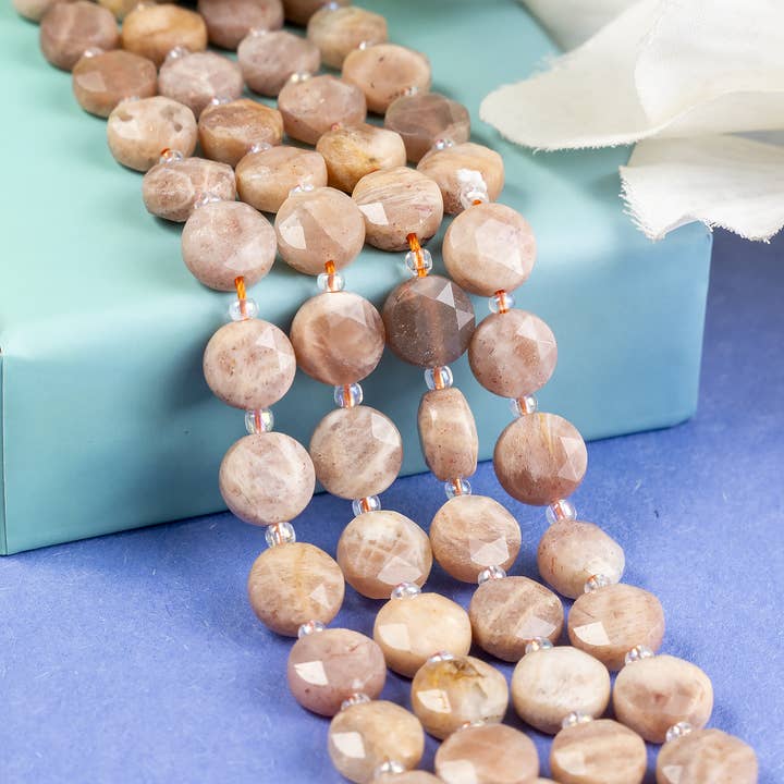 Soothing Crystals Beads - Wholesale Beads - Heishi Disc Beads | Peach Moonstone | Flat Crystal Beads12