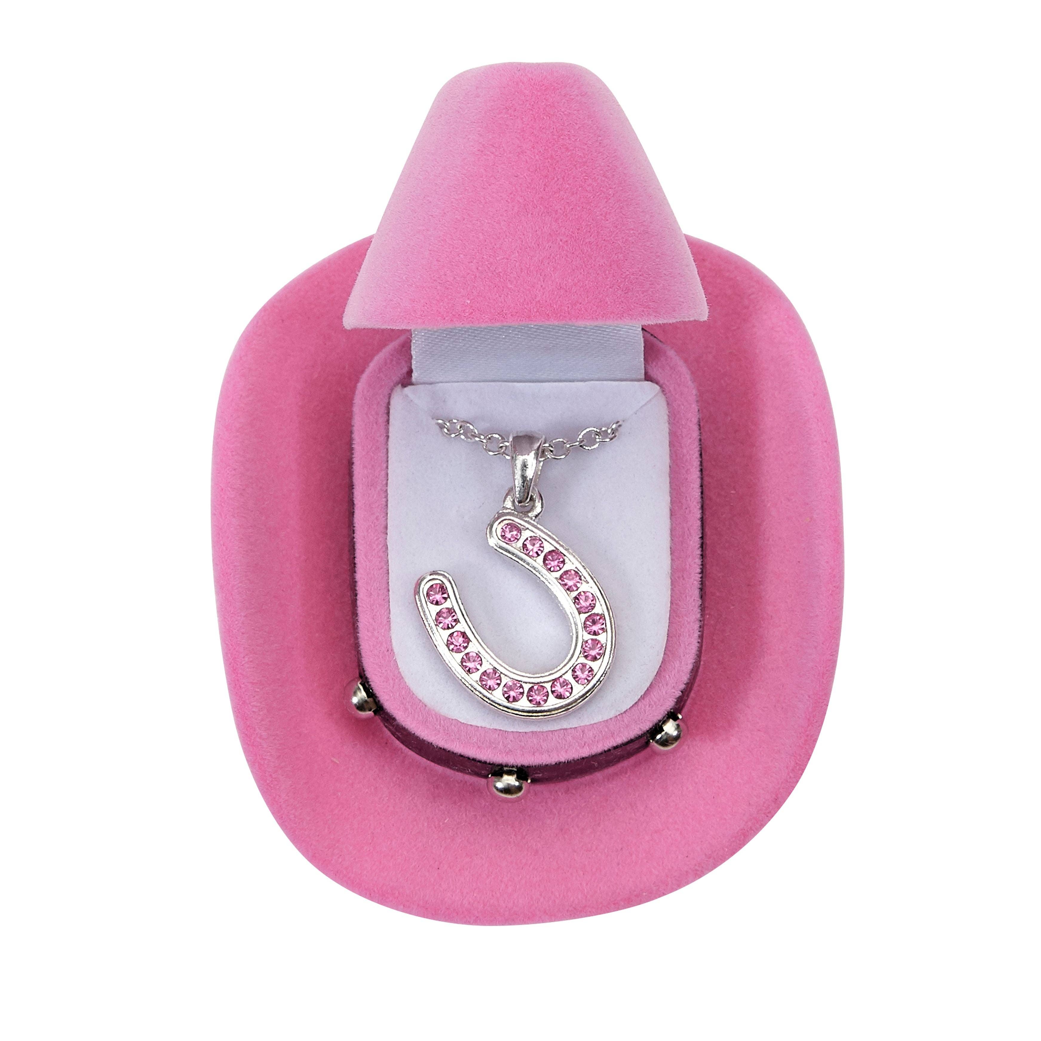 JPC Equestrian - Wholesale Pendant/Charm Necklace - AWST Int'l Horseshoes Necklace w/Colorful Cowboy Hat Box2