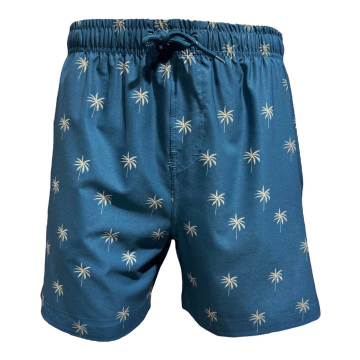 MARINA WEST SWIM - Wholesale Swim Shorts - Men's - Men's Swim Short-MP185_Tiny Palms on Teal