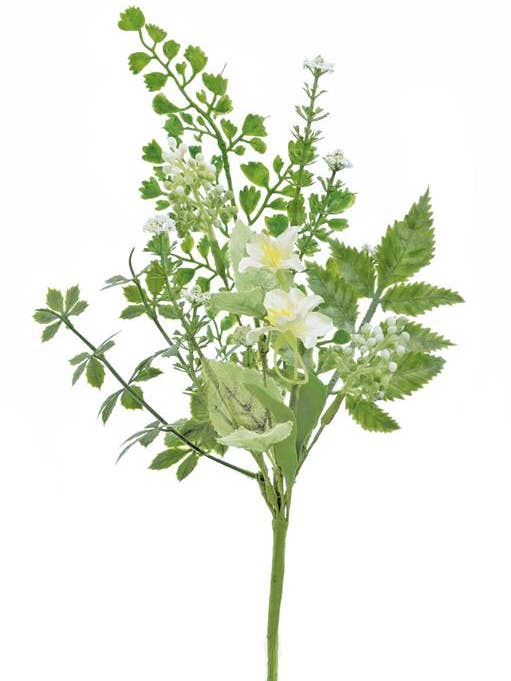 Mix Foliage & Wildflower Pick, 14", Plastic, Sage/Green for wholesale by Select Artificials, Inc.