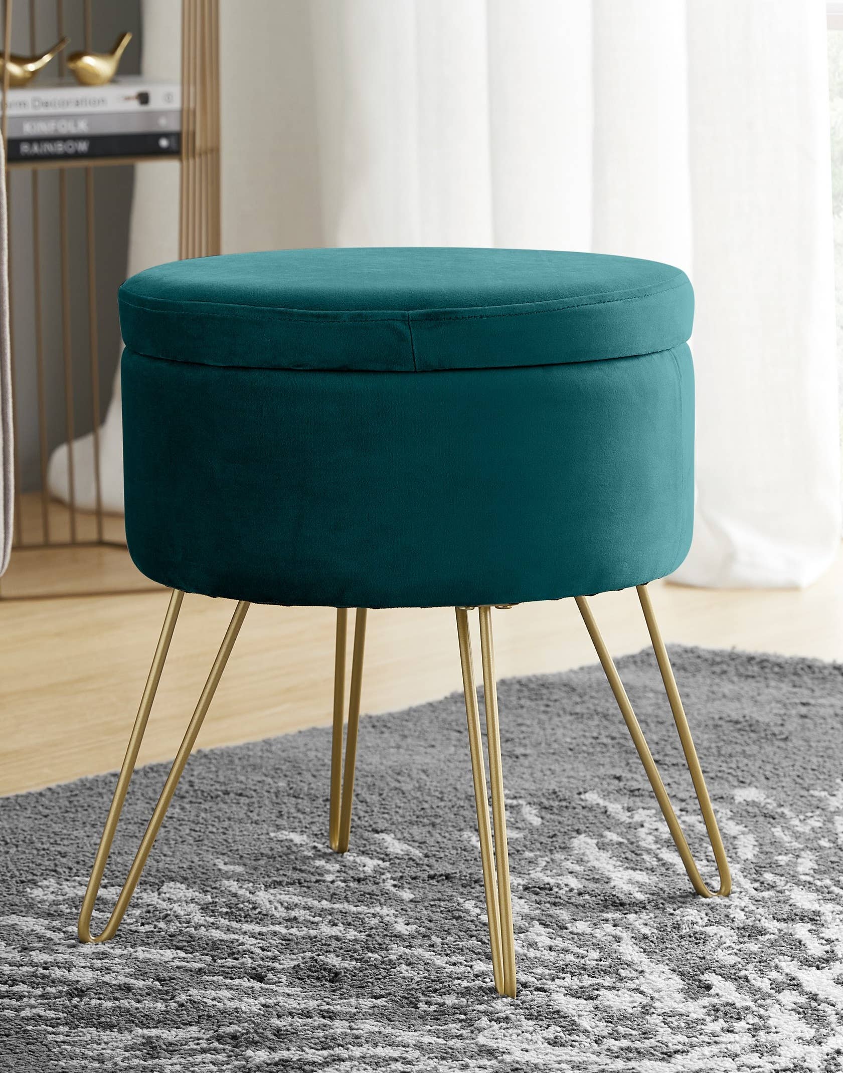 Ornavo Home – wholesale Ottoman – Round Velvet Storage Ottoman1