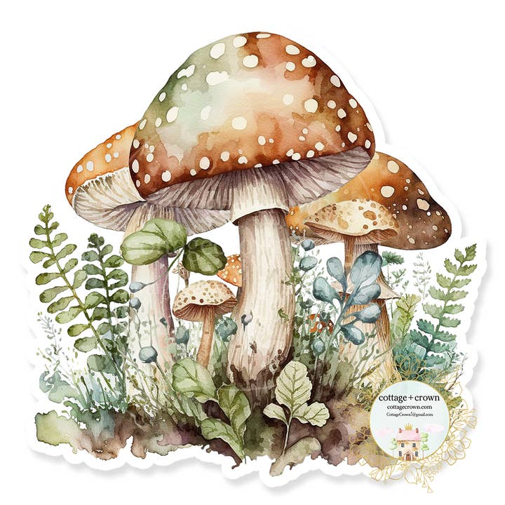 Mushrooms 5 In Fairy Garden Vinyl Cottagecore Kindle Sticker for wholesale by cottage + crown