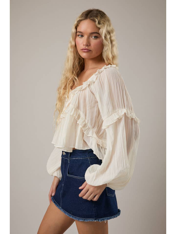 LE LIS - Vente Chemisier – femme - CHEMISIER À ENCOLURE DÉGAGÉE ET VOLANTÉ9