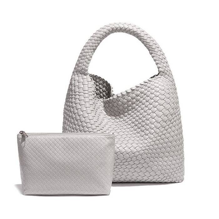PEACH ACCESSORIES - Wholesale Top Handle Bag - Women's - Large Weave Two in One Handbags B16837