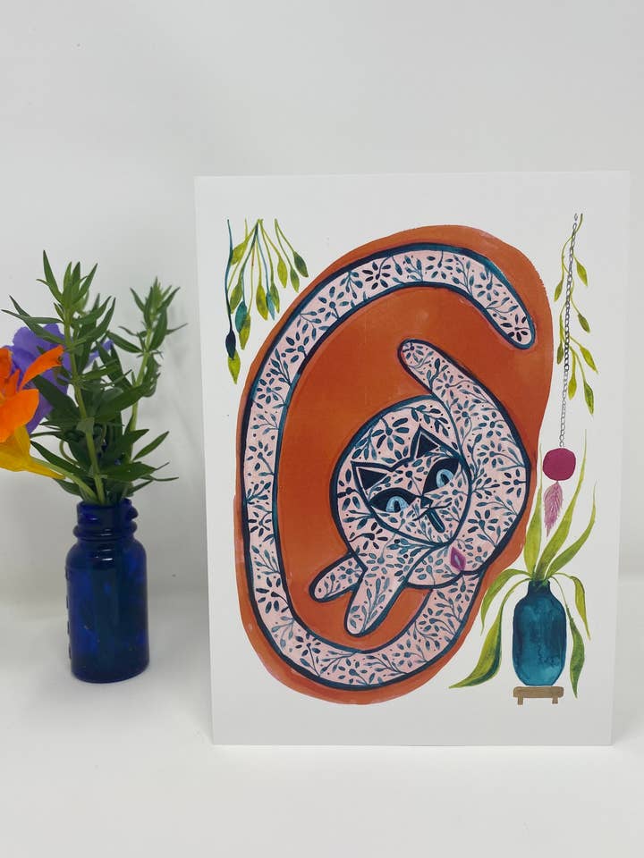 Pink Cat - Greeting Card for wholesale by Juni BK