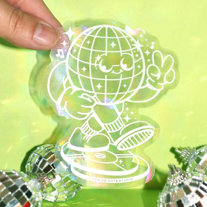 Autocollant Attrape-soleil rétro « Disco Baby » pour fenêtre et motif arc-en-ciel pour la vente par New Heights Studio