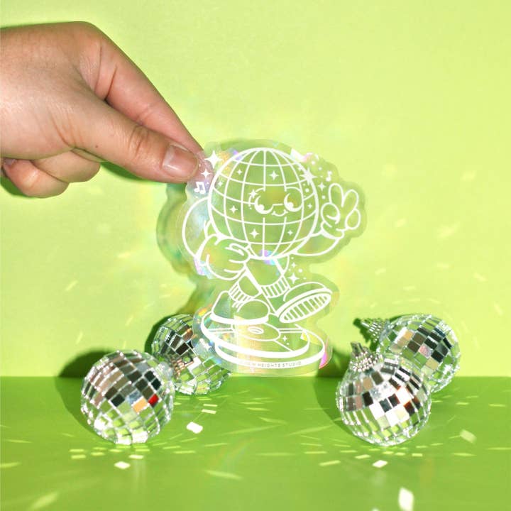 Autocollant Attrape-soleil rétro « Disco Baby » pour fenêtre et motif arc-en-ciel pour la vente par New Heights Studio