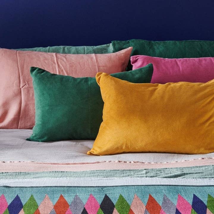 Colourful Cushion - Mustard Cord for wholesale by JADE AND MAY