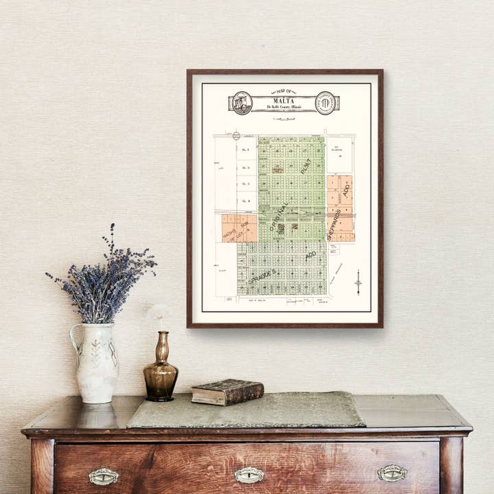Ted's Vintage Art - Wholesale Map - Vintage Map of Malta, Illinois 19291