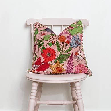 Medium Velvet Cushion in Bloom Flamingo for wholesale by Wear the Walls