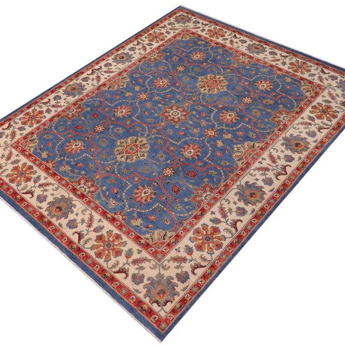 Stammen Kazak Alaina Blauw/Beige Wol Vloerkleed - 325 cm x 432 cm voor wholesale door Arshs Fine Rugs
