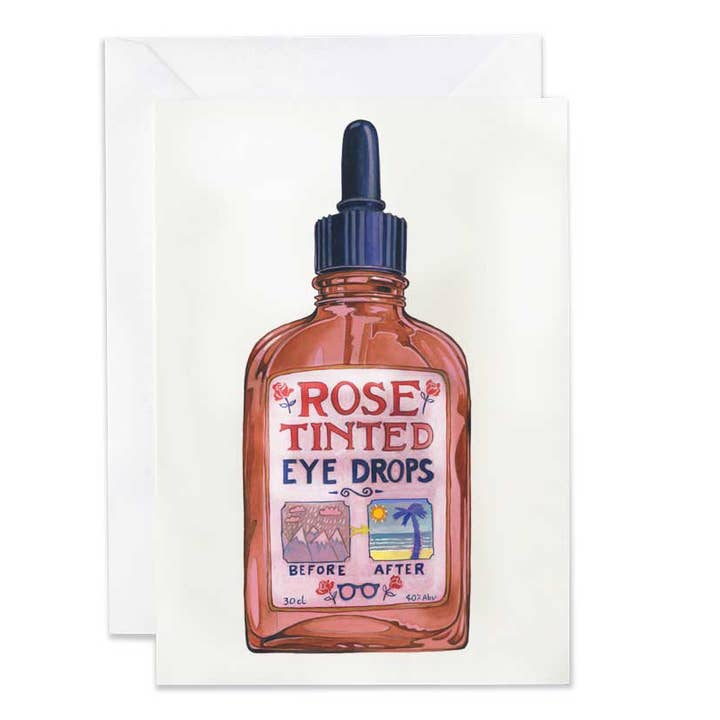 Carte de vœux - Gouttes pour les yeux teintées de rose pour la vente par The DM Collection ( We cover US import Duties)
