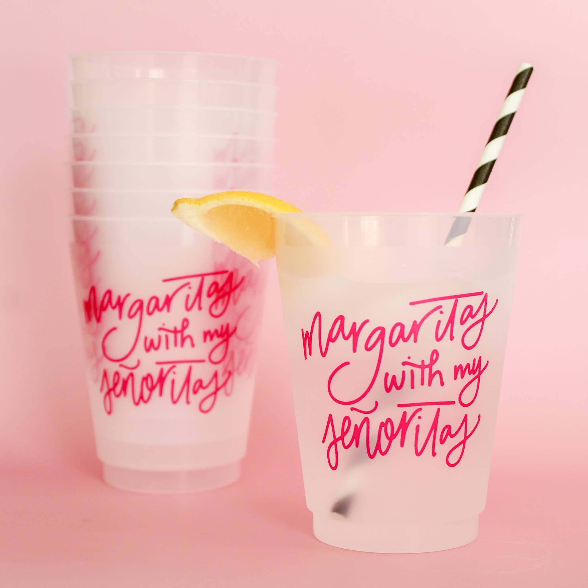 Birdie Mae Designs - Wholesale Disposable Cup - Margaritas with my Señoritas | Frosted Acrylic 16oz Set of 89