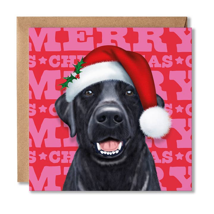 Black Labrador Dog Christmas Card for wholesale by Badgerbee Design