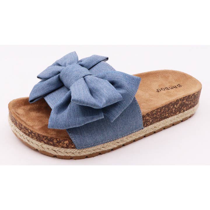 Mars Sky Shoes Wholesale - Wholesale Sandals - Women's - Bamboo CLASH-20 Women Cork Sole Bow Tie Slip-on Sandals
