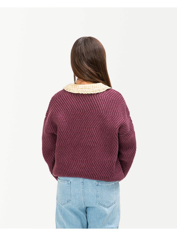 Matona - Wholesale Knit Sweater - Kids - Round Neck Sweater berry3