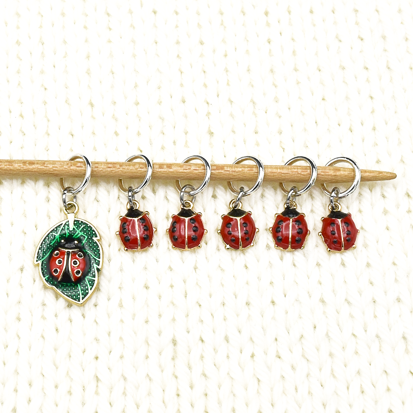 Pretty Warm Designs - Wholesale Knitting/Crochet Supplies - Ladybug Stitch Markers - Set of 64