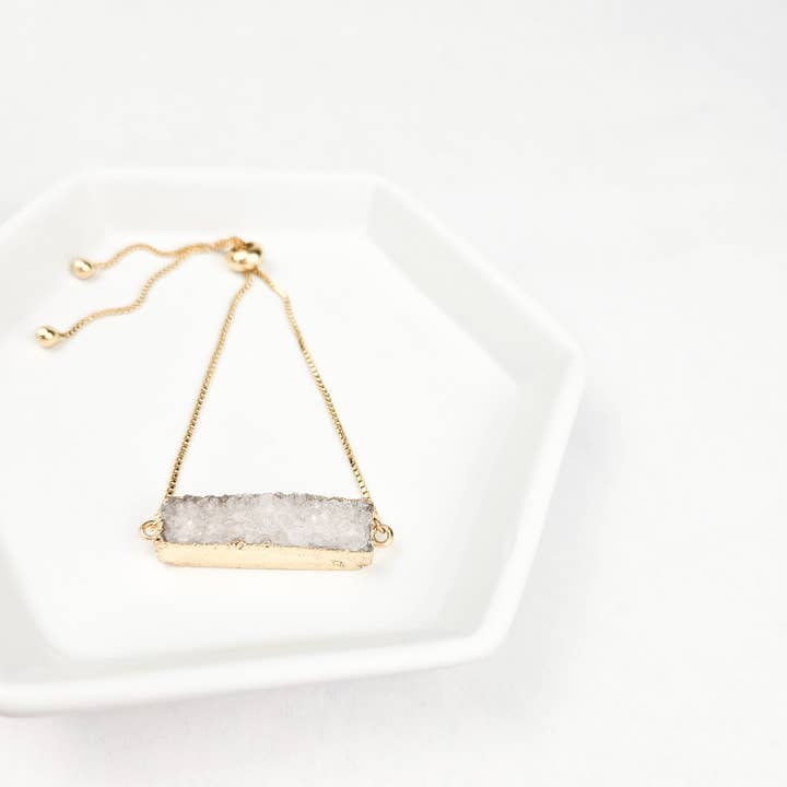 Adjustable Quartz Bar Druzy Crystal Bracelet for wholesale by The Curated Carrot