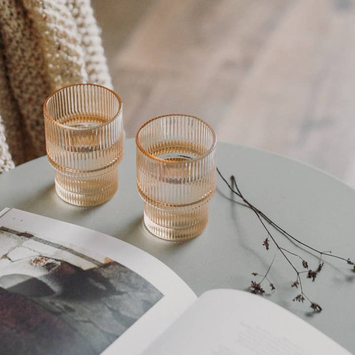 Ivymore Living - Wholesale Drinking Glass/Cup - Short fluted glasses (set of 6) | tumblers