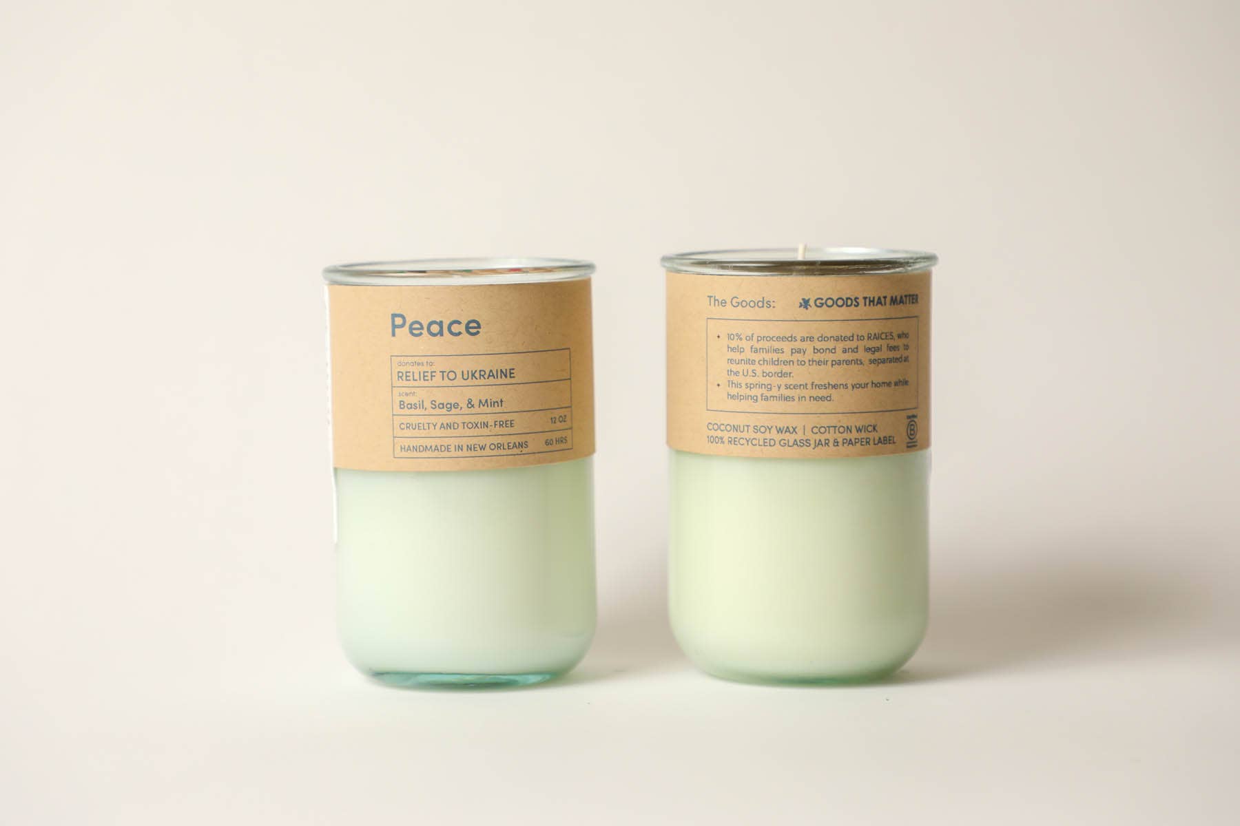Goods That Matter – wholesale Jar/filled candle – PEACE, Ukraine Relief, Ginger Verbena Scented Candle Eco Soy1