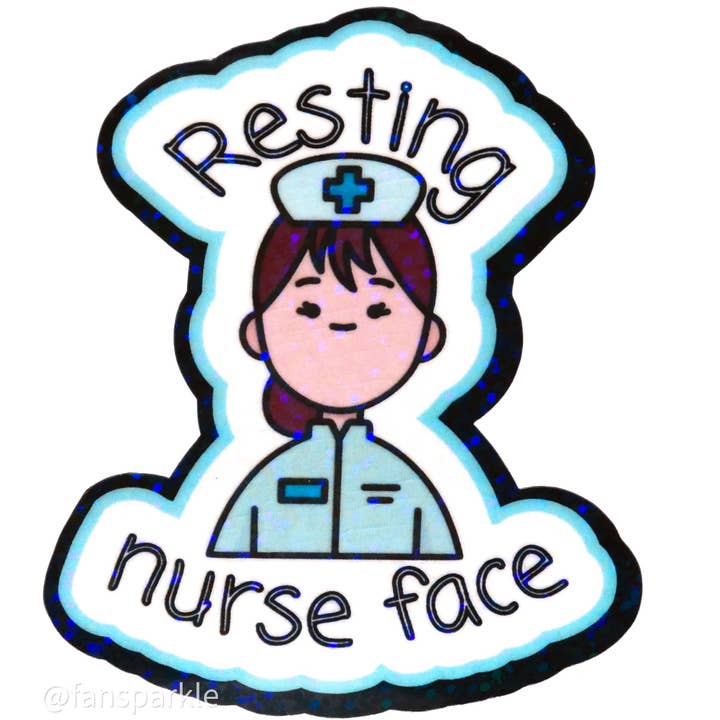 Resting Nurse Face Sticker for wholesale by Fan Sparkle