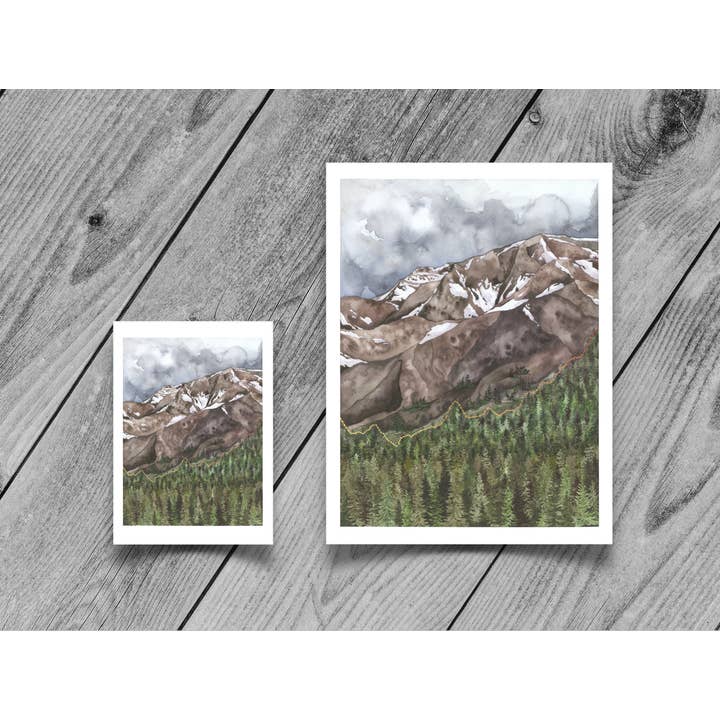Jill Pelto Art - Wholesale Art Print - Mountains and Spruce Trees Art Print