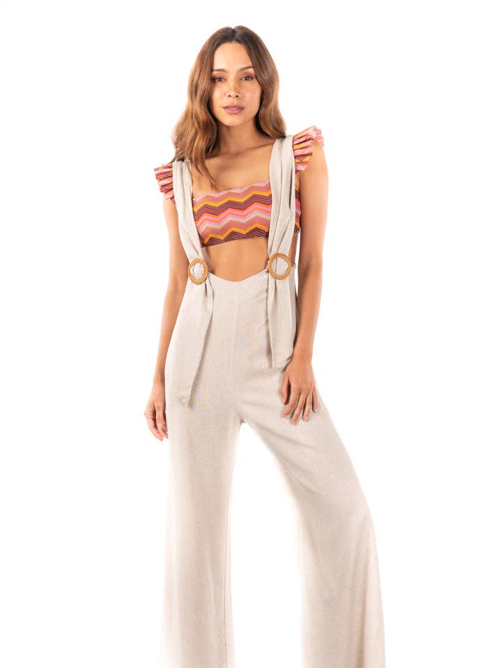 Ximena Deep U Neckline Jumpsuit for wholesale by SANLIER