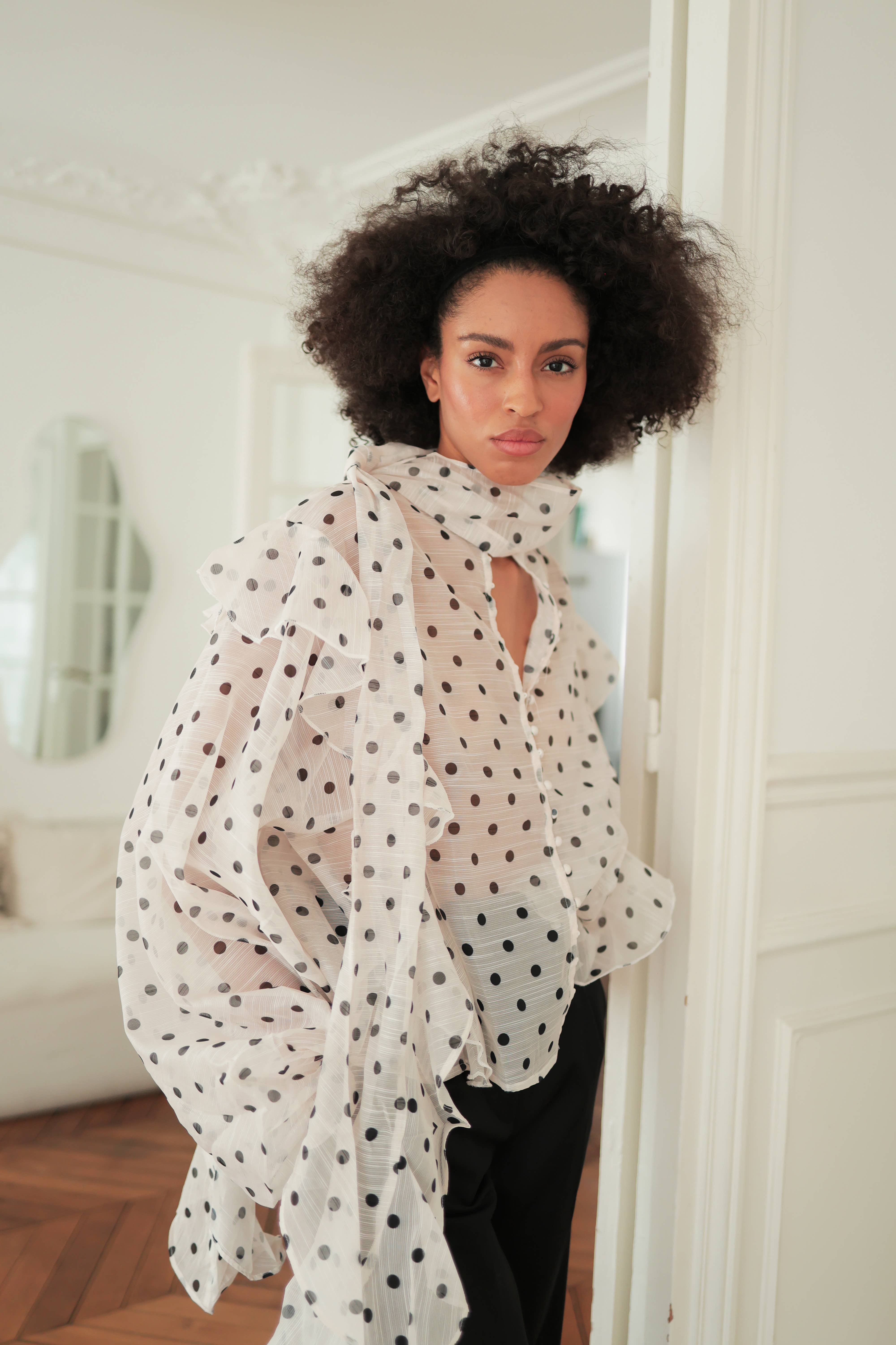 Laura Laval Paris - Wholesale Blouse - Women's - Polka dot blouse with ruffles5