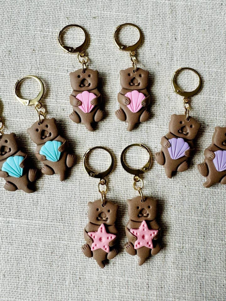 Sea Otter Huggies | Brincos de Argila Polimérica por atacado de Little Calico Clay