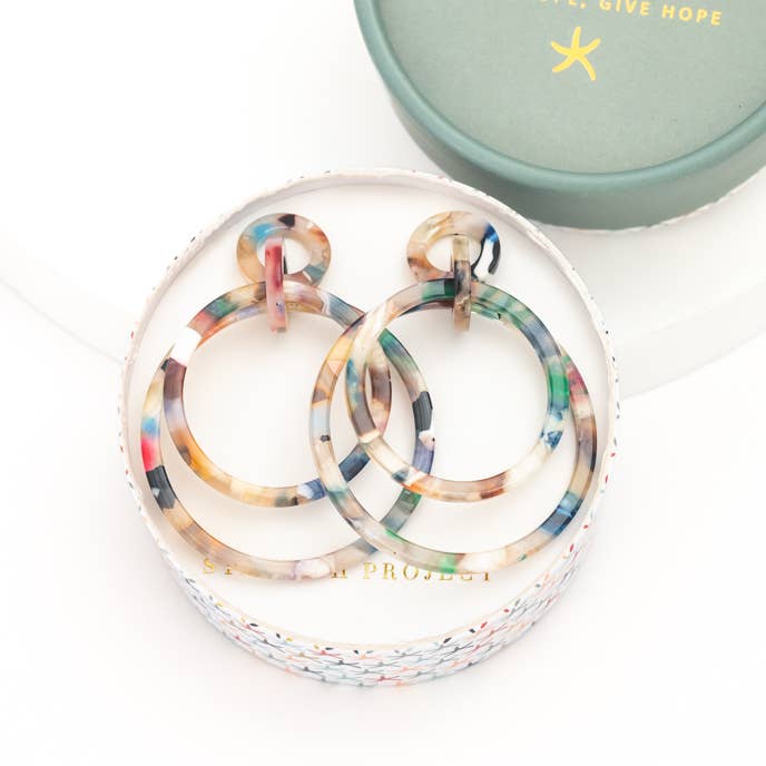 Starfish Project, Inc - Wholesale Dangle Earrings - Margot Multicolored Resin Dangle Earrings