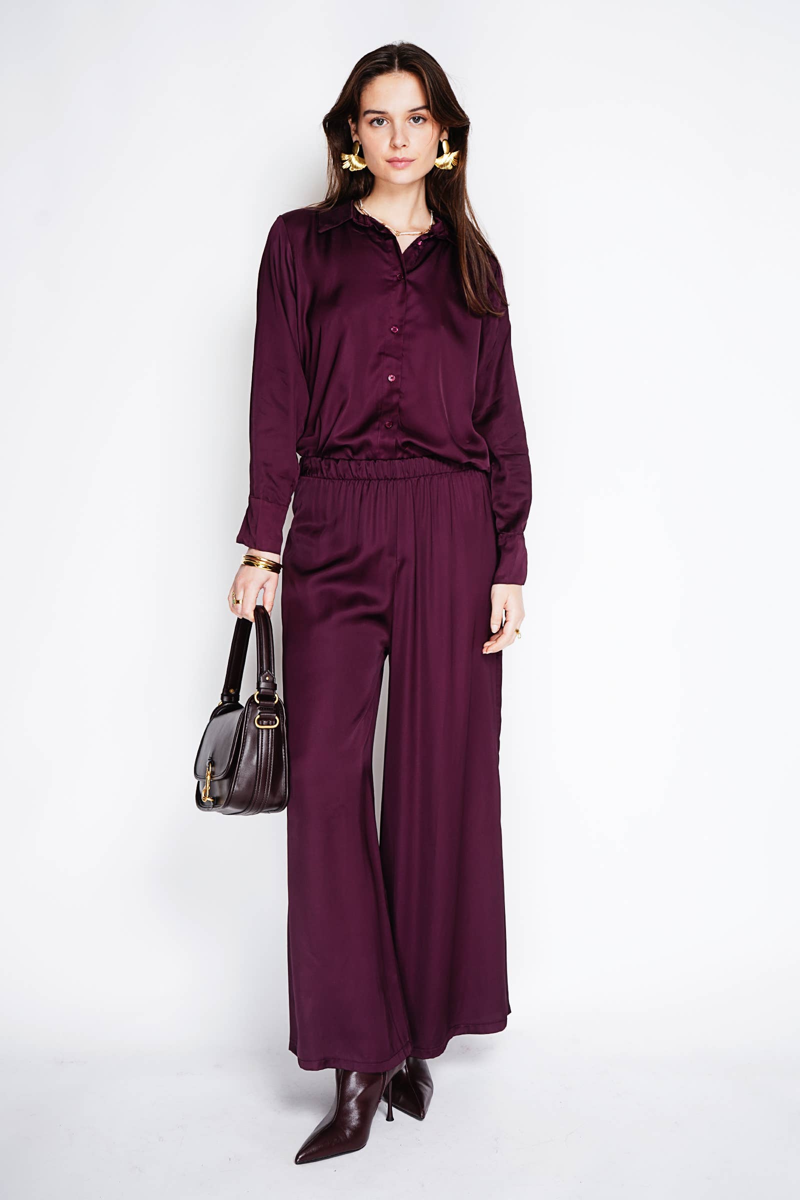 NOELINE - Wholesale Pants - Women's - Satin trousers 25771