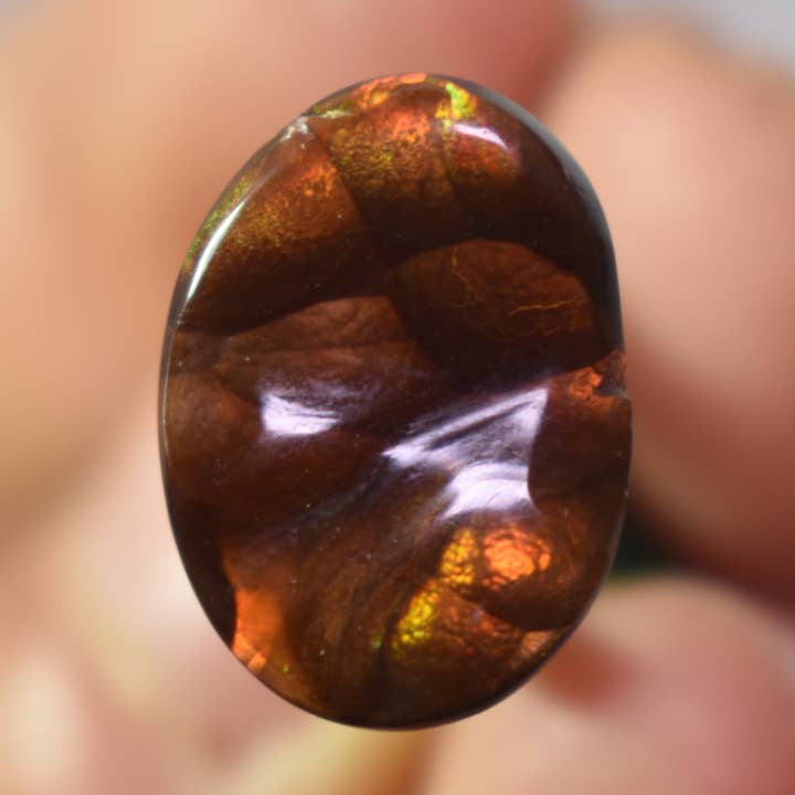 Mexican Polished Fire Agate Freeform Cabochon - 5.9ct - #07 for wholesale by Calder Crystals